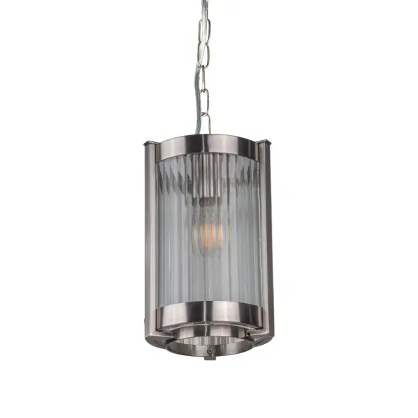 Hudson Single Glass Pendant in Satin Chrome