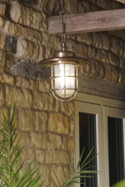 Humber Antique Brass Outdoor Pendant IP44