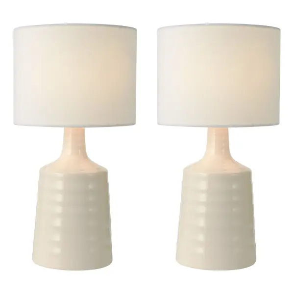 Inci Twin Pack Cream Table Lamp C/W Shade