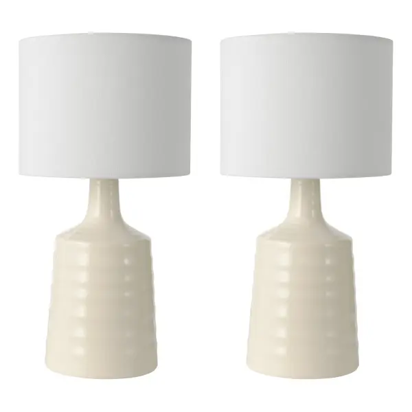 Inci Twin Pack Cream Table Lamp C/W Shade