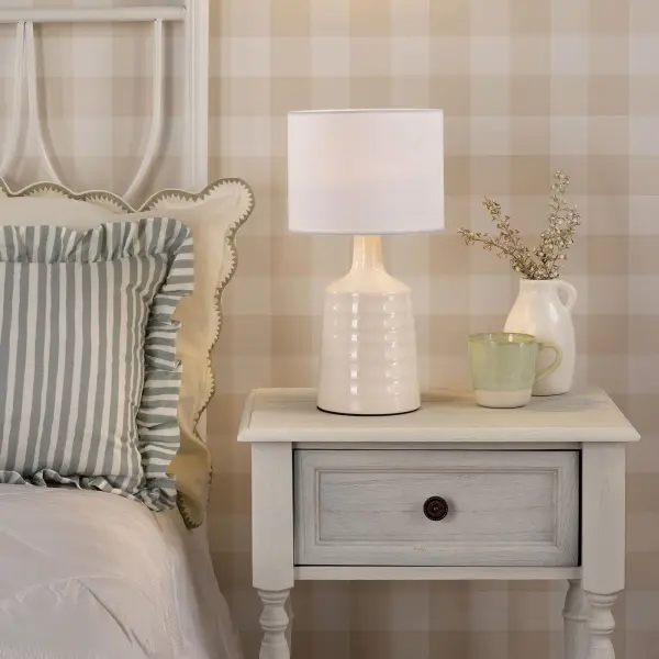 Inci Twin Pack Cream Table Lamp C/W Shade