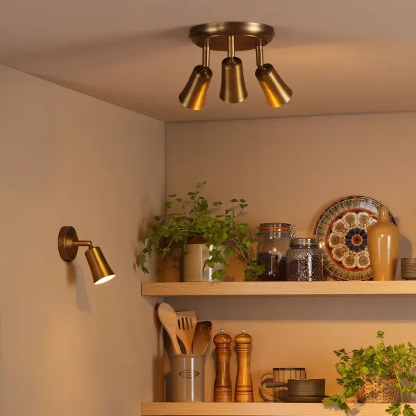 Jedrek 3 Light Aged Brass Spotlight