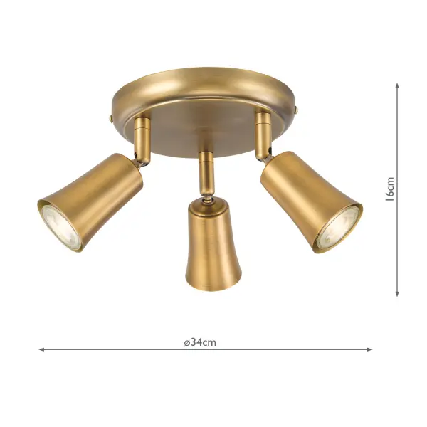 Jedrek 3 Light Aged Brass Spotlight