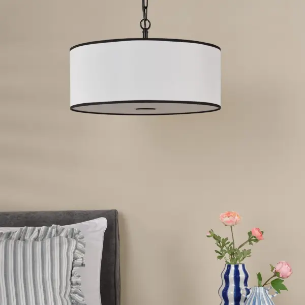 Jemima 3 Light White & Black Pendant