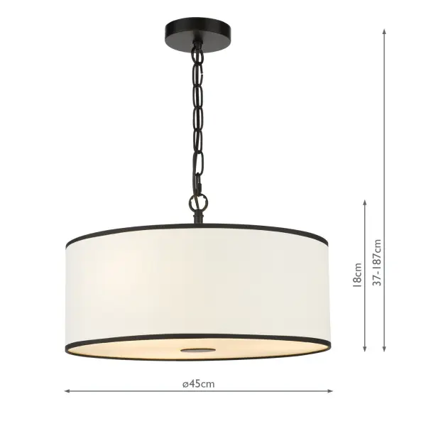 Jemima 3 Light White & Black Pendant