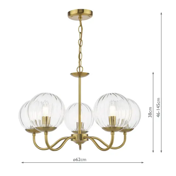 Jocelyn 5 Light Brass Pendant