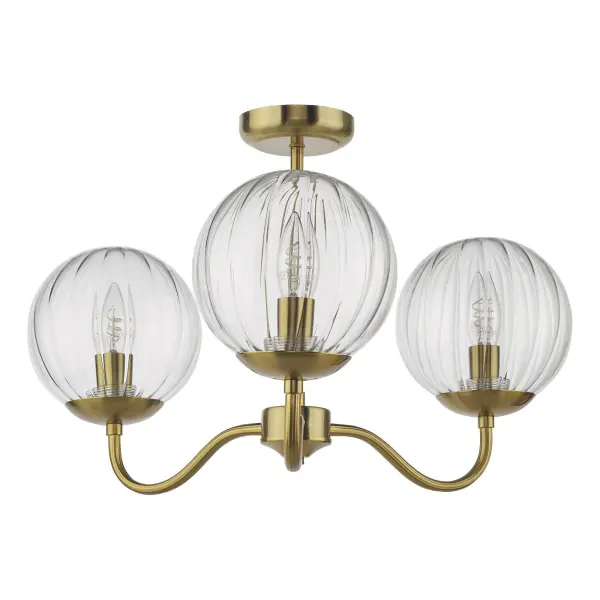 Jocelyn 3 Light Brass Semi Flush Fitting