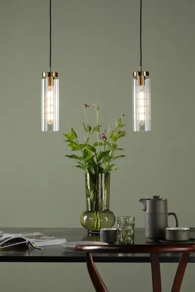 Jodelle Polished Bronze & Glass Single Pendant
