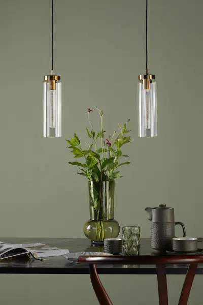 Jodelle Polished Bronze & Glass Single Pendant