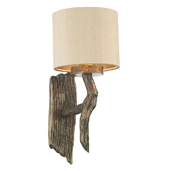 Joshua Single Wall Bracket Bronze Bespoke Silk Shade Bronze Lining