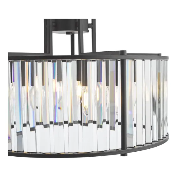 Kiran 5 Light Satin Black & Crystal Pendant