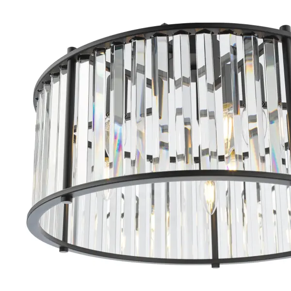 Kiran 5 Light Satin Black & Crystal Pendant
