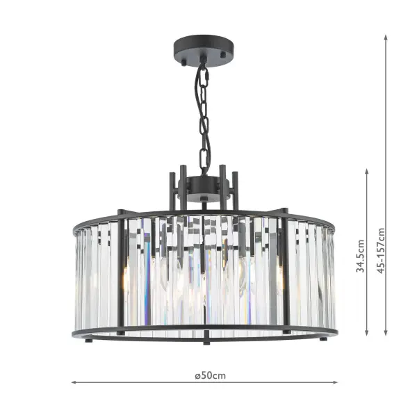 Kiran 5 Light Satin Black & Crystal Pendant