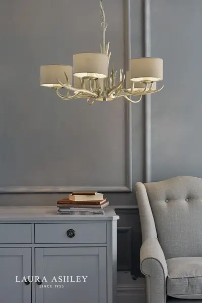 Mulroy 5 Light Antler Chandelier in Champagne Finish C/W Shades