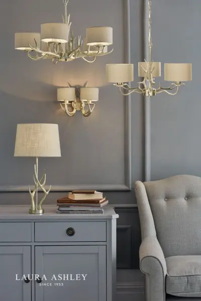 Mulroy 5 Light Antler Chandelier in Champagne Finish C/W Shades