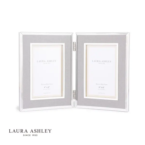 Harrison 4x6 Inch Double Photo Frame Pale Charcoal Grey Linen