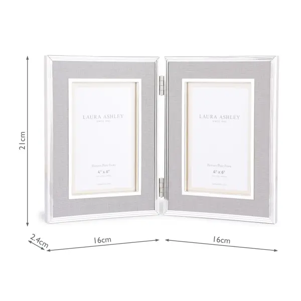 Harrison 4x6 Inch Double Photo Frame Pale Charcoal Grey Linen