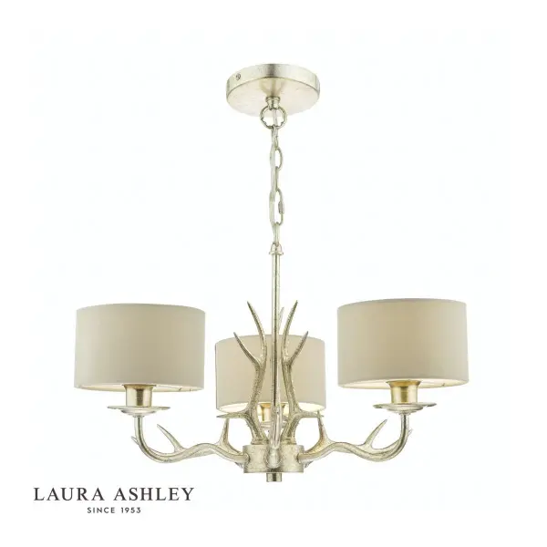 Mulroy 3 Light Antler Chandelier in Champagne Finish C/W Shades