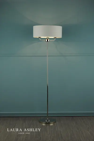Sorrento 3 Light Floor Lamp Polished Nickel With Silver Shade