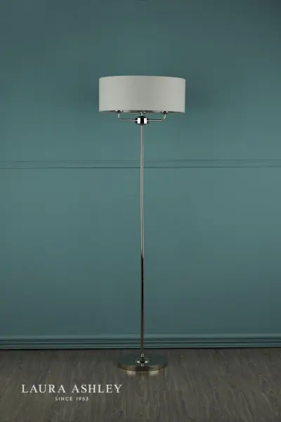 Sorrento 3 Light Floor Lamp Polished Nickel With Silver Shade