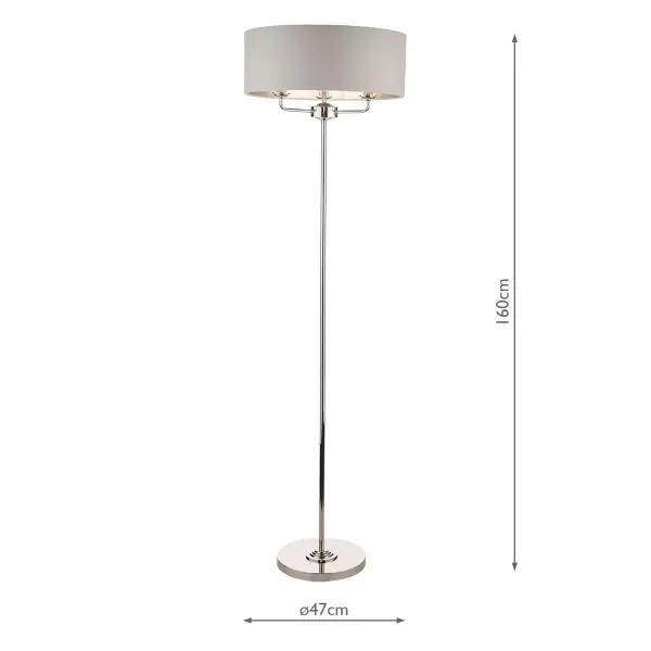 Sorrento 3 Light Floor Lamp Polished Nickel With Silver Shade