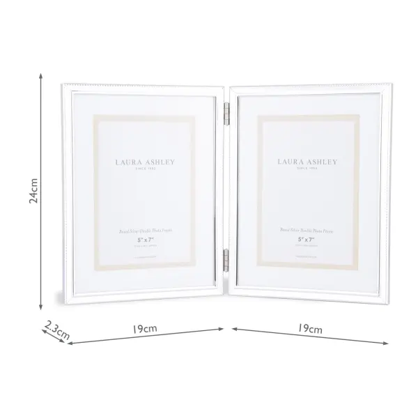 Boxed 5x7 inch Double Photo Frame Polished Silver