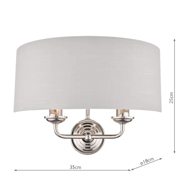 Sorrento 2 Light Wall Light Polished Nickel With Silver Shade