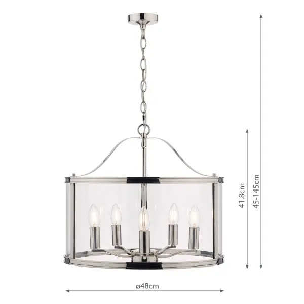 Harrington 5 Light Polished Nickel Pendant