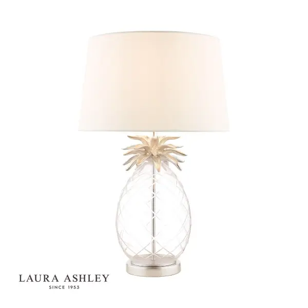 Pineapple Clear Glass & Brushed Chrome Table Lamp C/W Shade