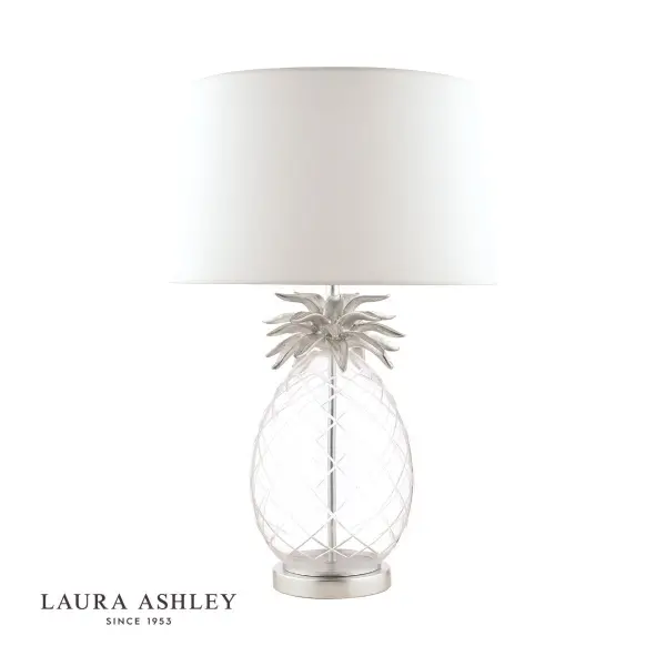 Pineapple Clear Glass & Brushed Chrome Table Lamp C/W Shade