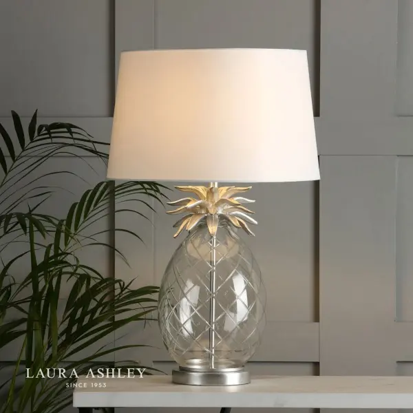Pineapple Clear Glass & Brushed Chrome Table Lamp C/W Shade