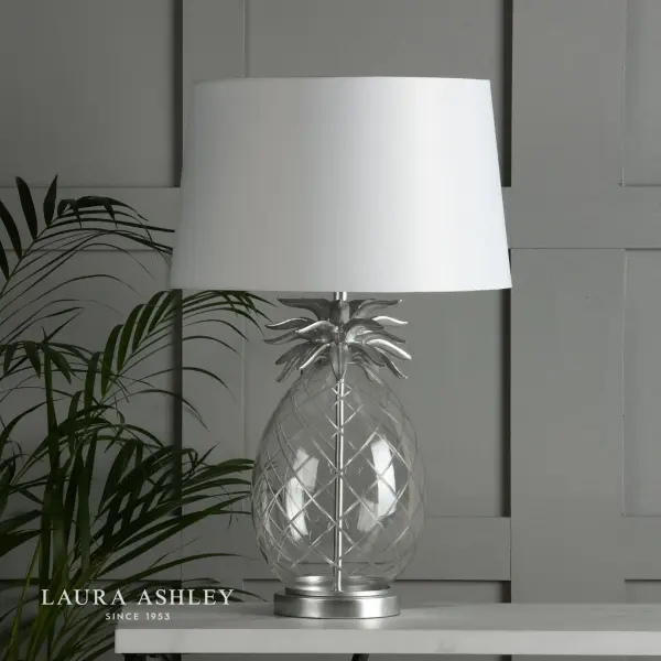 Pineapple Clear Glass & Brushed Chrome Table Lamp C/W Shade