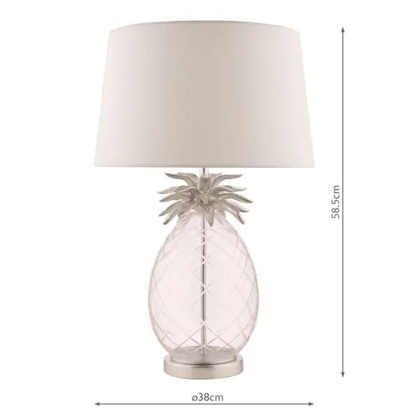 Pineapple Clear Glass & Brushed Chrome Table Lamp C/W Shade