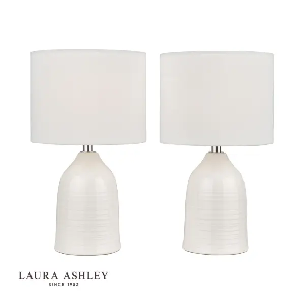 Penny Twin Pack Cream Table Lamps C/W Shade