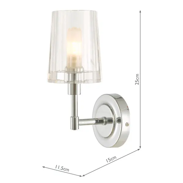 Blake Bathroom Wall Light Crystal Polished Chrome IP44