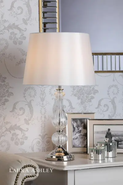 Bradshaw Nickel & Glass Table Lamp C/W Shade