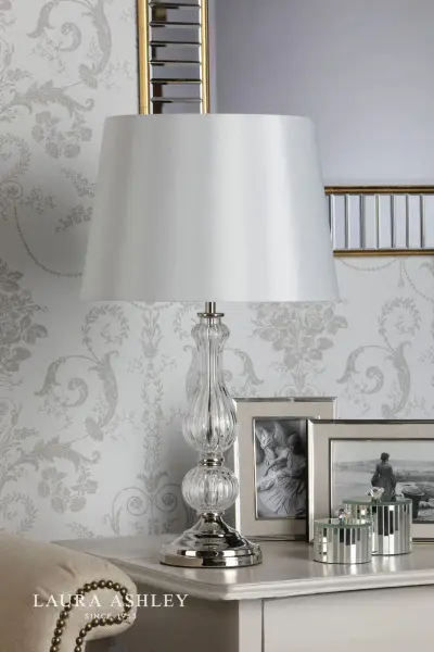 Bradshaw Nickel & Glass Table Lamp C/W Shade