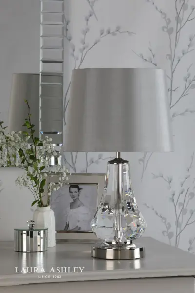 Humby Polished Nickel Touch Table Lamp C/W Shade