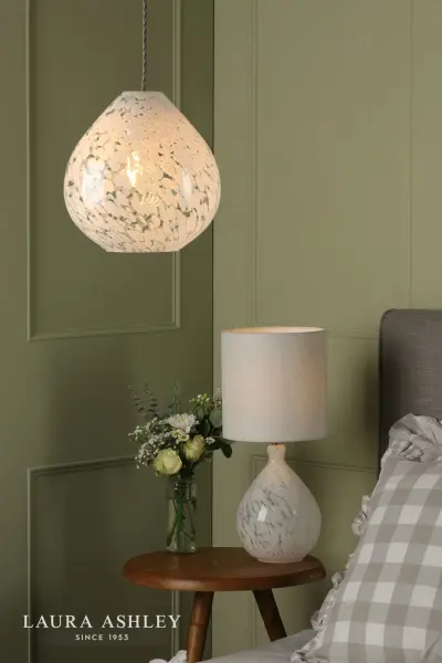 Confetti White Glass Table Lamp C/W Shade