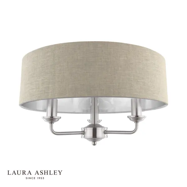 Sorrento Satin Nickel Semi Flush Light C/W Natural Shade