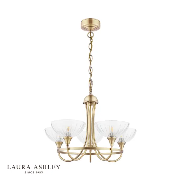 Wellham 5 Light Antique Brass Pendant