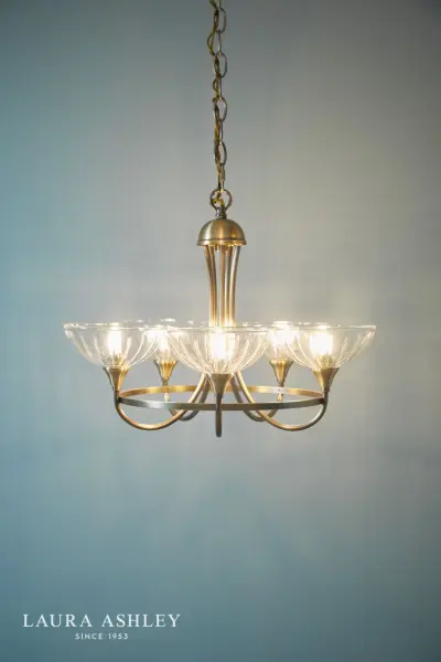 Wellham 5 Light Antique Brass Pendant