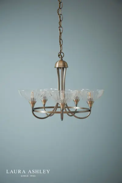 Wellham 5 Light Antique Brass Pendant