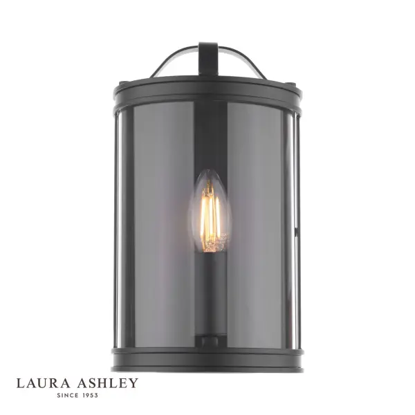 Harrington Wall Light in Matt Black and Glass