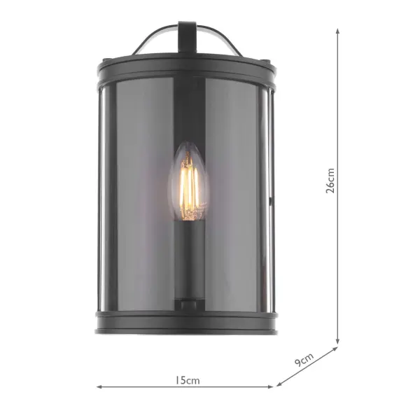 Harrington Wall Light in Matt Black and Glass