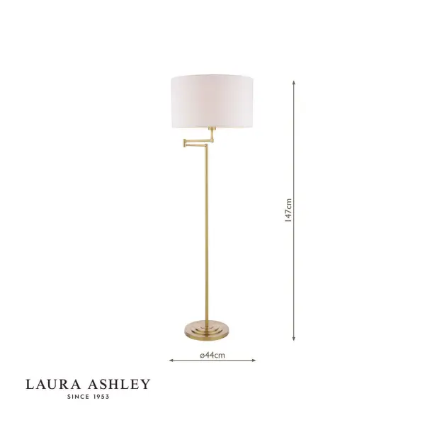 Marlowe Swing Arm Floor Lamp in Antique Brass C/W Shade