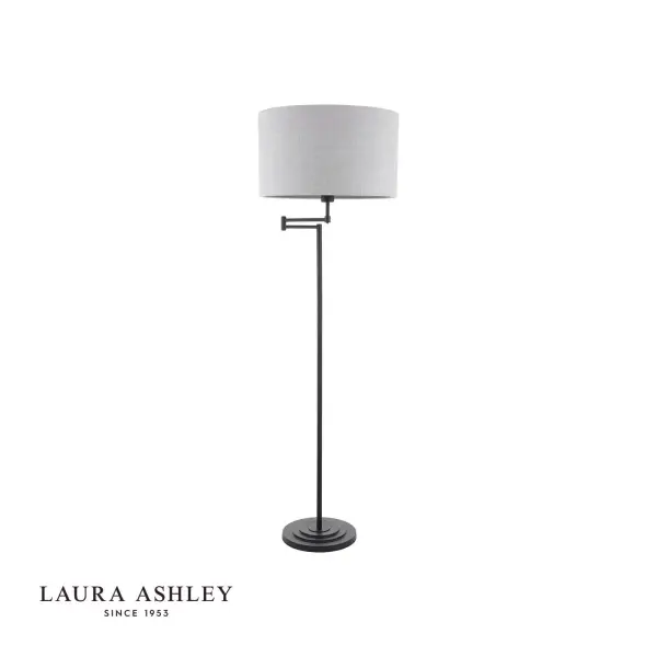 Marlowe Swing Arm Floor Lamp in Matt Black C/W Shade