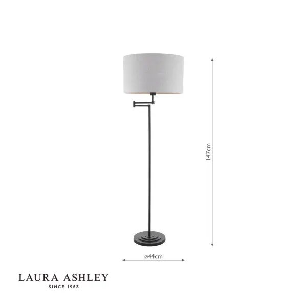 Marlowe Swing Arm Floor Lamp in Matt Black C/W Shade