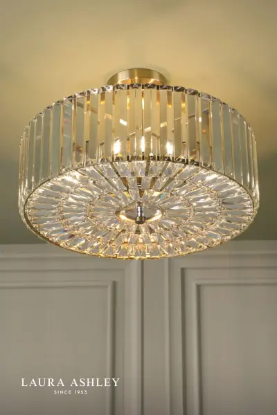 Fernhurst Antique Brass 4 Light Semi Flush Fitting