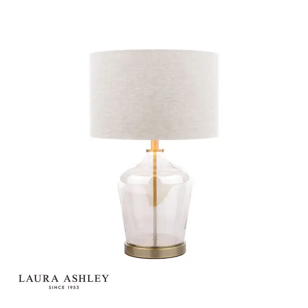Ockley Touch Table Lamp Antique Brass & Champagne Glass C/W Shade